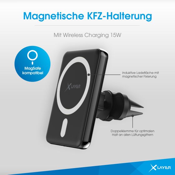 XLayer Handyhalterung Magfix 214760, Auto, schwarz für alle Handys Saugnapf,  Scheibe, Magnet – Böttcher AG